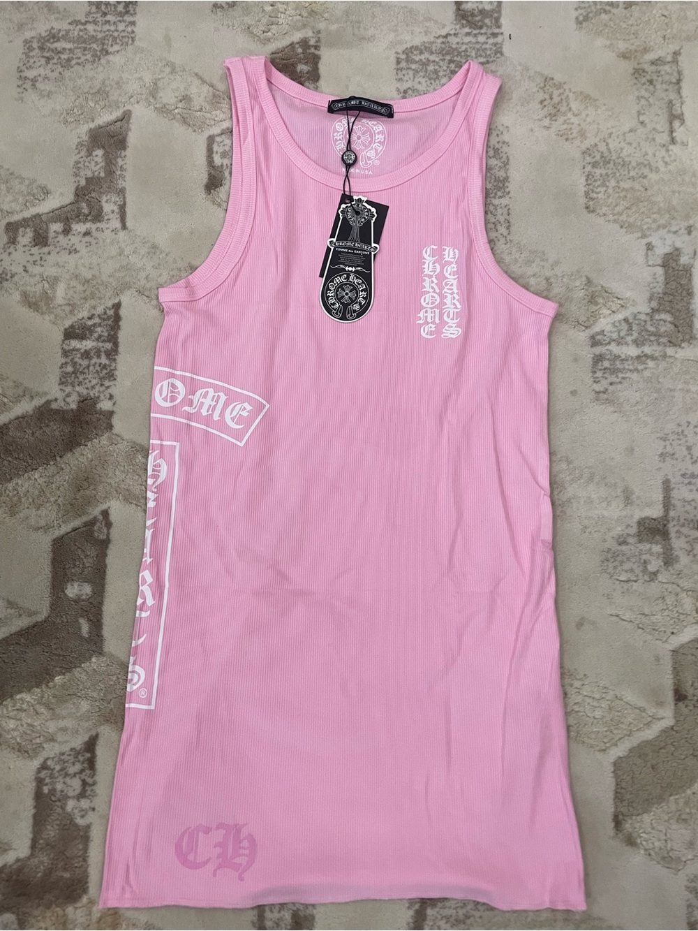 Chrome Hearts Pink Graphic Tank Top